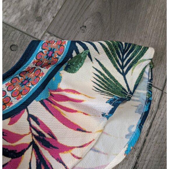 Flying Tomato, Strappy Cold Shoulder Ruffle Pants Romper, Tropical Print, Sz S - Picture 4 of 9